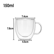 Load image into Gallery viewer, Heat Resistant Double Wall Glass Coffee/Tea Cups And Mugs Travel Double Coffee Mugs With The Handle Mugs Drinking Shot Glasses
