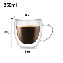 Load image into Gallery viewer, Heat Resistant Double Wall Glass Coffee/Tea Cups And Mugs Travel Double Coffee Mugs With The Handle Mugs Drinking Shot Glasses